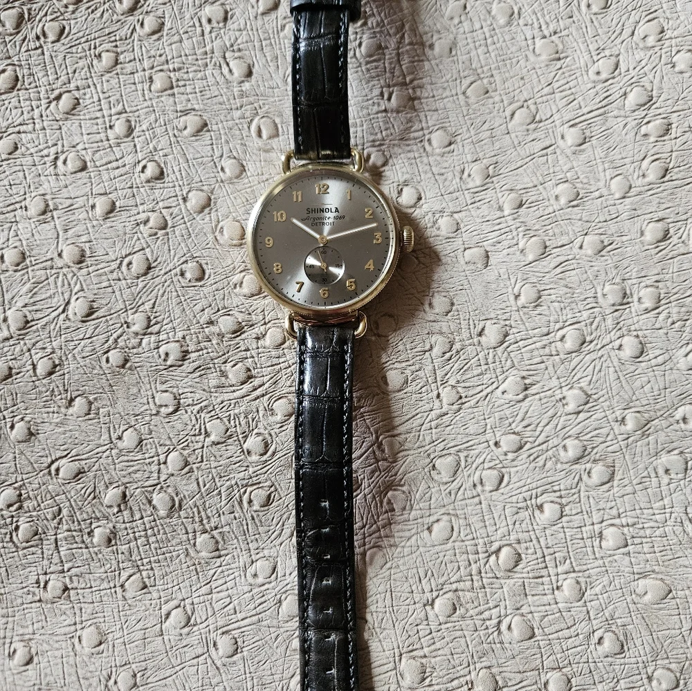 Shinola Gold Case with Brown Leather Strap Watch - Picture 3 of 12